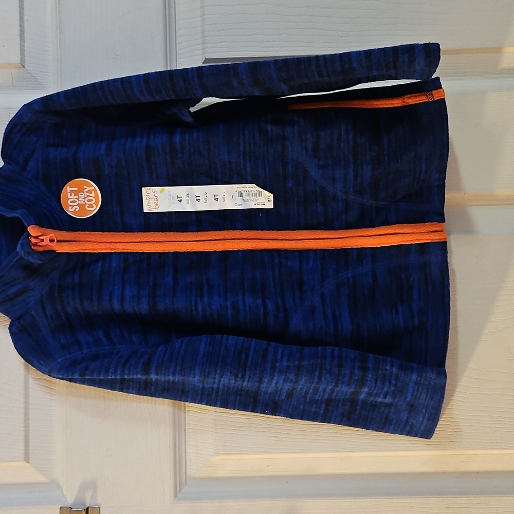 JUMPING BEANS FLEECE FULL ZIP JACKET: MARLED BLUE: NEW WITH TAGS: SIZE 4T